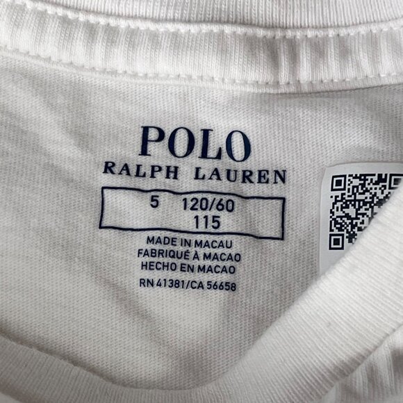 Polo Ralph Lauren Kids Polo Bear Graphic White T-Shirt Size 5 Cotton Crewneck - Picture 3 of 4